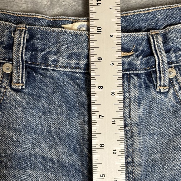 We The Free People Jean Shorts Women's 25 Blue Button Fly Distressed High Waist - Picture 2 of 9